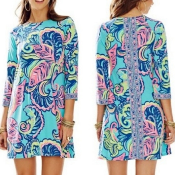Lilly Pulitzer Bellavista Swing Dress in Sea Blue Private Island Engineered XS - Picture 2 of 10